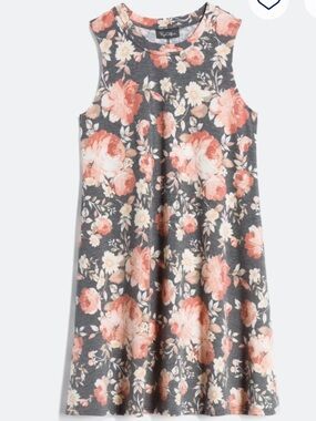 Gray and Pink/Coral Sleeveless A-line Dress